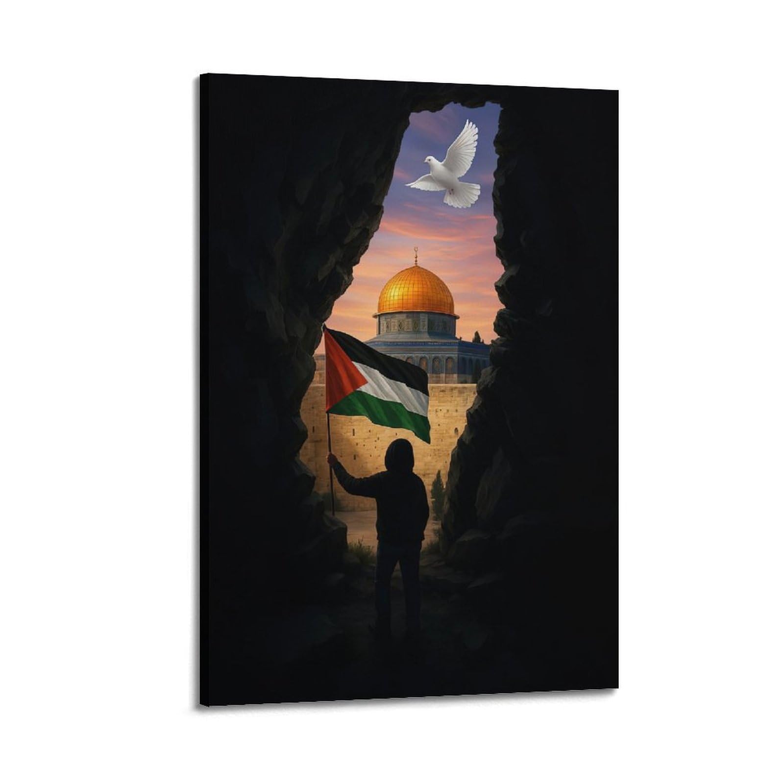 XKUGA Palestinian Flag Anti War Freedom Gaza World Peace Poster Modern Decorative Canvas Prints - Ideal Wall Art for Family, Man Cave, Game Room, Boys & Girls Bedroom 16x24inch(40x60cm)