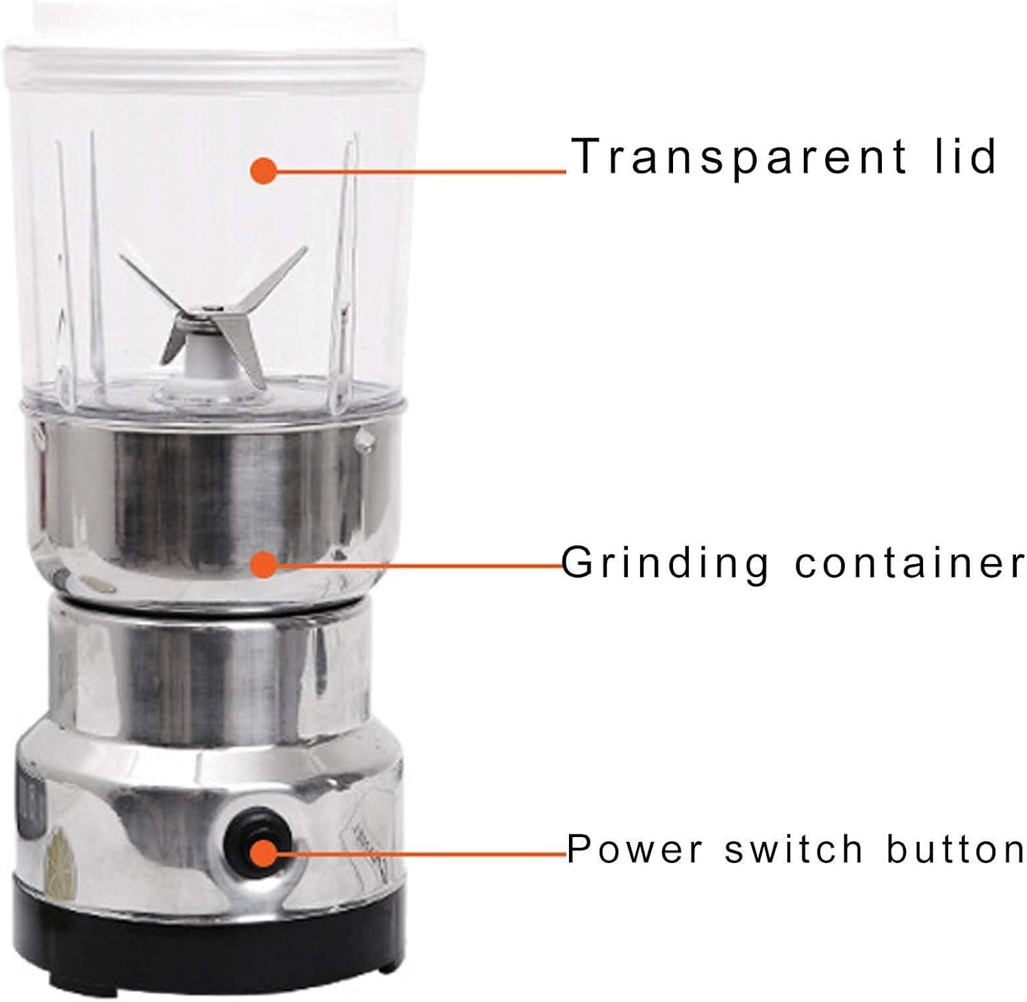 Electric Coffee Grinder 40g,300w Beans Nuts with Stainless Steel Blades,2 in 1 Multifunction Portable Low Noise Grain for Beans, Spice, Nuts, Seeds, Herbs,Silver