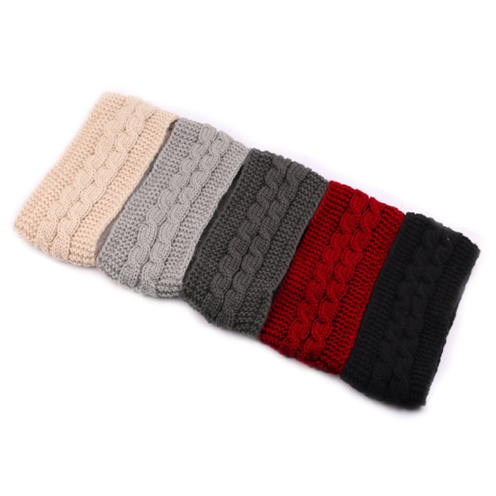 Stirnband 2 Stück Winter gestrickter winddichter Gehörschutz Keepwarm Winter Haarband dickes Stirnband Winter Stirnband(Red)