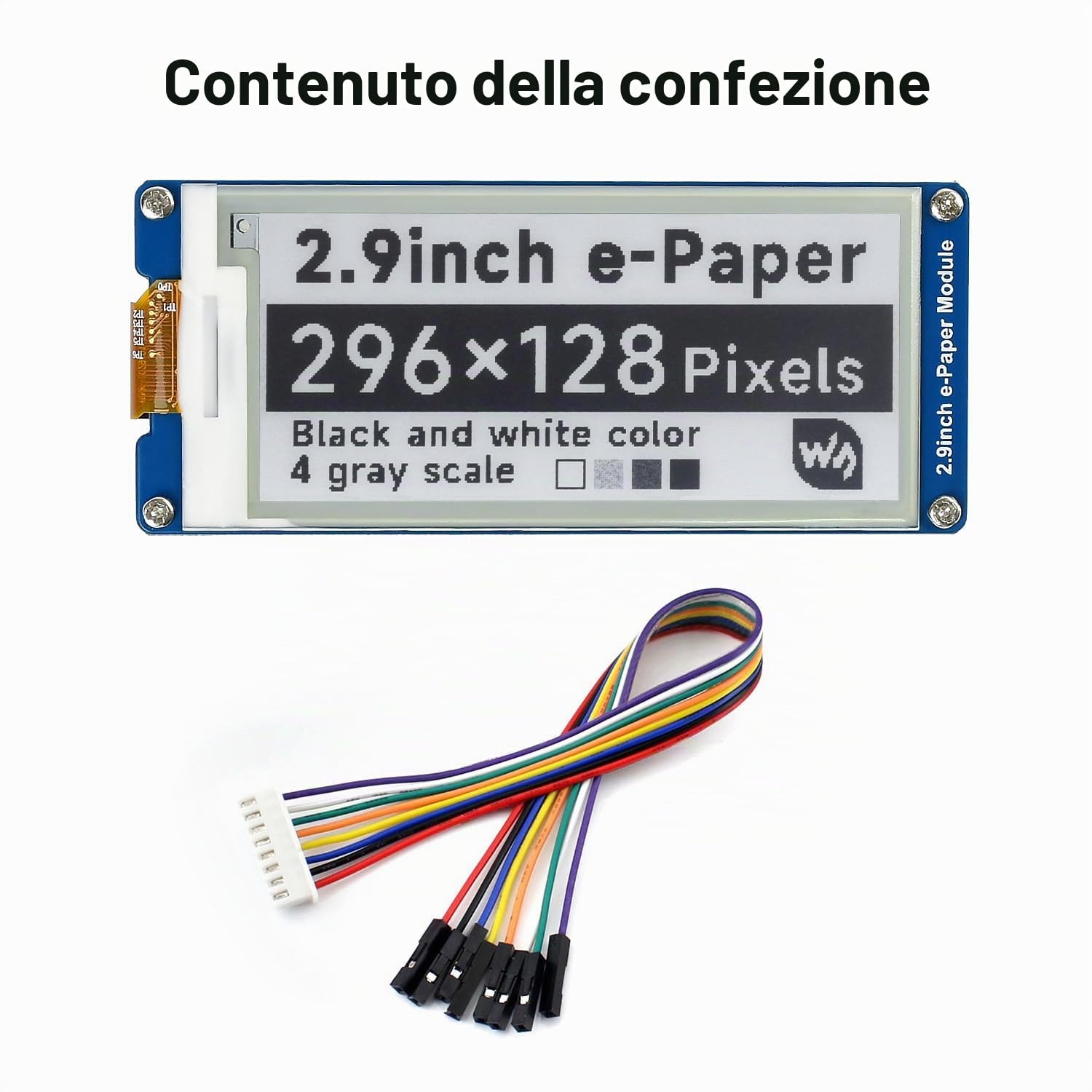 Waveshare 2.9 Inch E-Paper Display Panel Module Kit 296x128 Resolution E-Ink Electronic Screen for for Raspberry Pi/Jetson Nano/Arduino/STM32 Support Partial Refresh SPI Interface