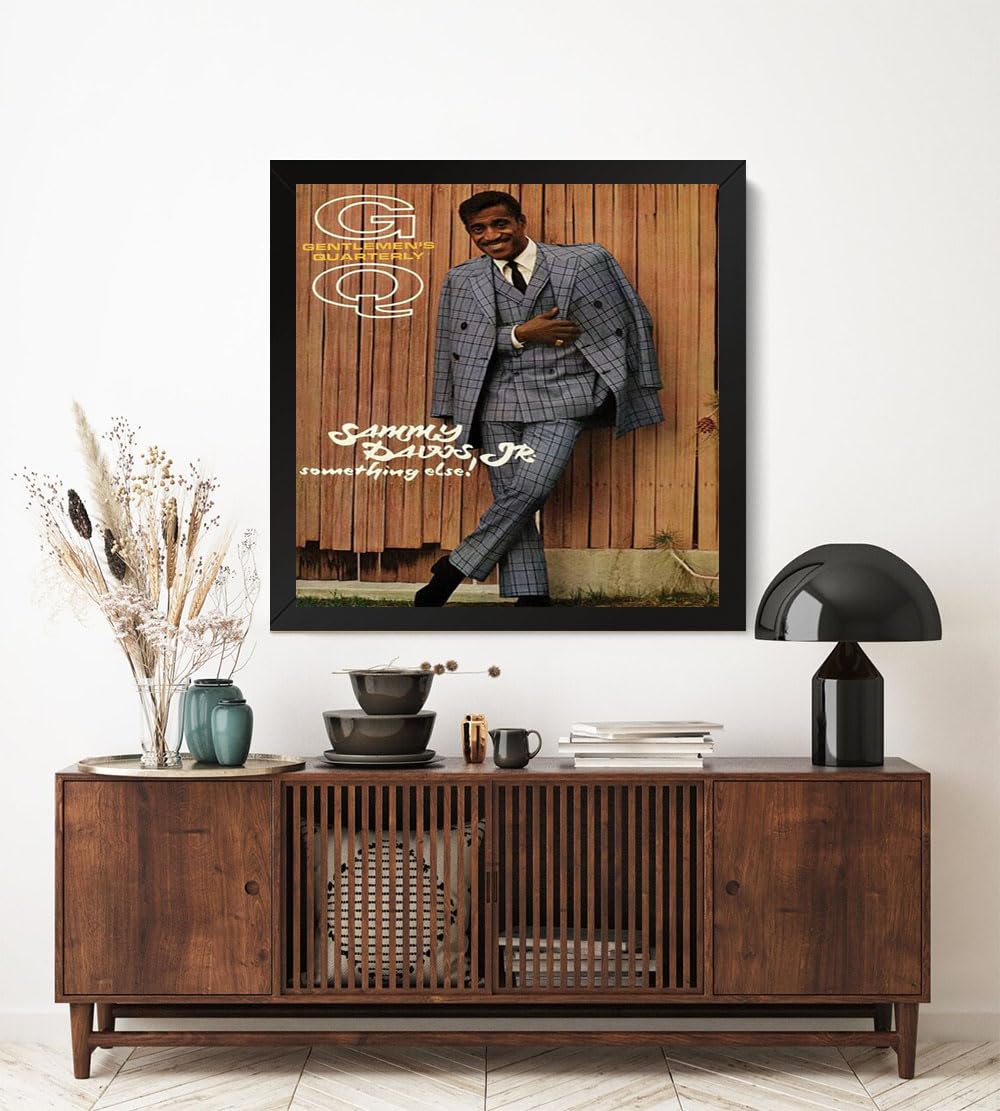 GADGETS WRAP Printed Photo Frame Matte Painting for Home Office Studio Living Room Decoration (17x17inch Black Framed) - Gq Cover Featuring Sammy Davis Jr