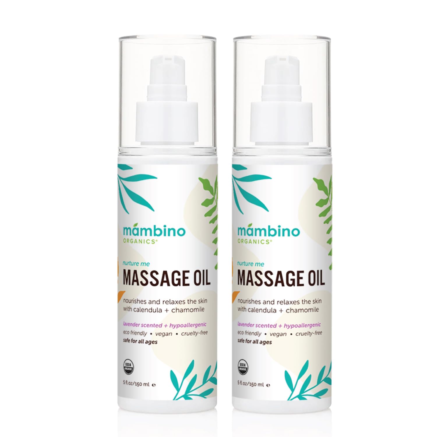 Mambino Organics Massage Baby Oil – Organic, Nourishing with Egyptian Calendula, Chamomile & Lavender – Gentle for After-Bath Relaxing – Cruelty-Free Baby Oils for Baby & Kids, 2-Pack 5 fl oz