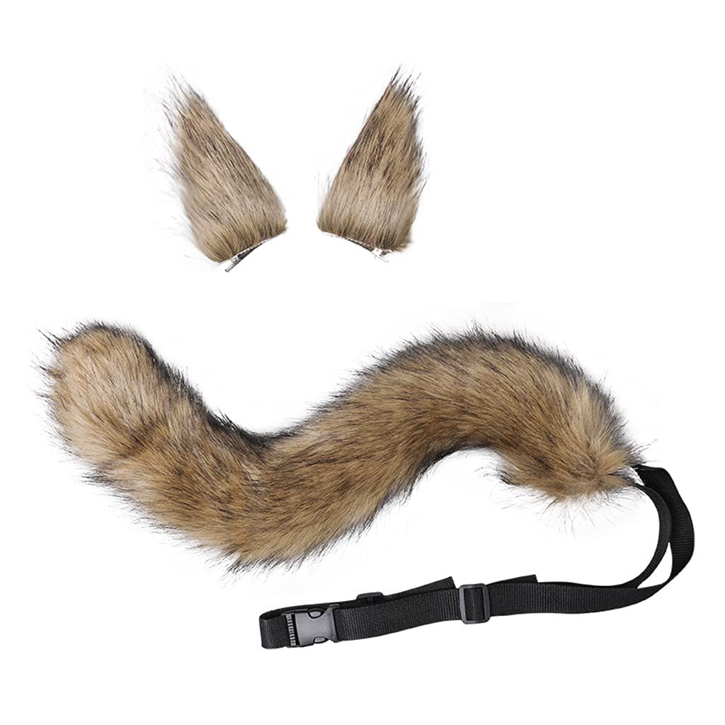 Untering Unisex Kids A 3 Pcs Wolf Tail Nd Clip Ears Kit Fancy Party Costume Ccessories Kid Dult Cosplay Kitten Tail Foxes Ears Headpiece Wolf Cosplay Set
