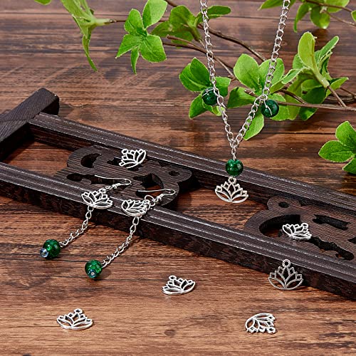 SUNNYCLUE 1 Box 100Pcs Tibetan Style Alloy Lotus Flower Pendants Bulk Silver Lotus Flower Charm For Jewellry Making Charms Earrings Necklace Bracelets Acceossories DIY Crafts Finding Supplies - Image 4