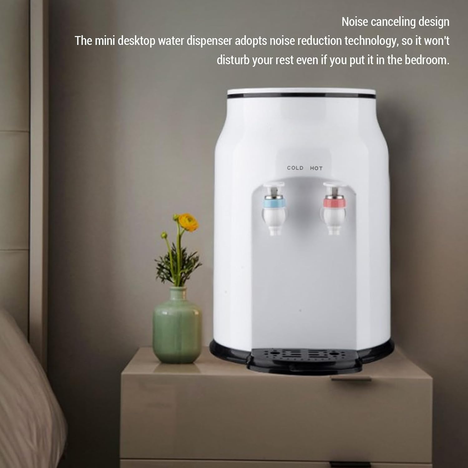 Countertop Water Dispenser Top Loading Hot Cold Water Heater Dispenser Mini Electric Water Cooler for Home Office Dorm ABS Plastic Stainless Steel 24x34cm 2065g