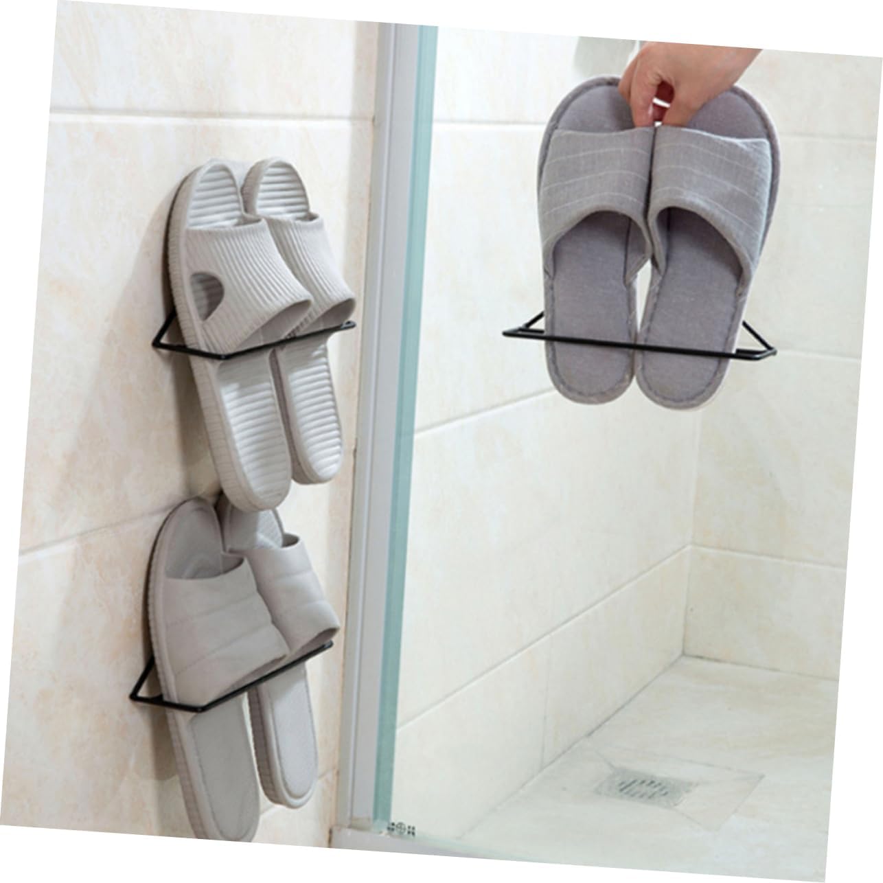 Zerodeko 2pcs Iron Triangle Hanging Shoe Rack for Wall Storage