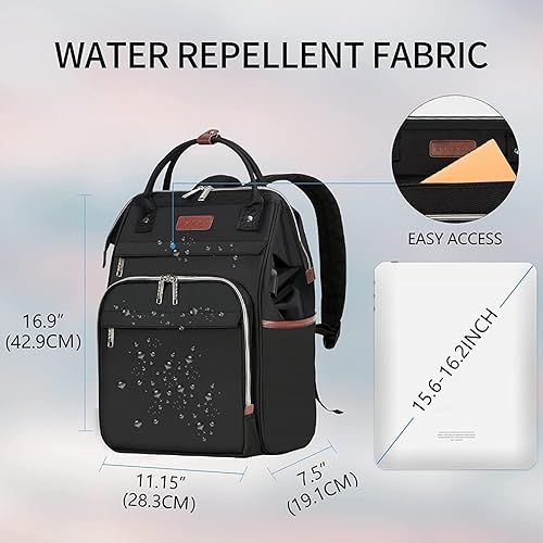 Miniatura 2 de EMPSIGN Mochila para laptop de 15.6 pulgadas para mujer, bolsa de trabajo de negocios, repelente al agua, mochila informal con puerto USB, color