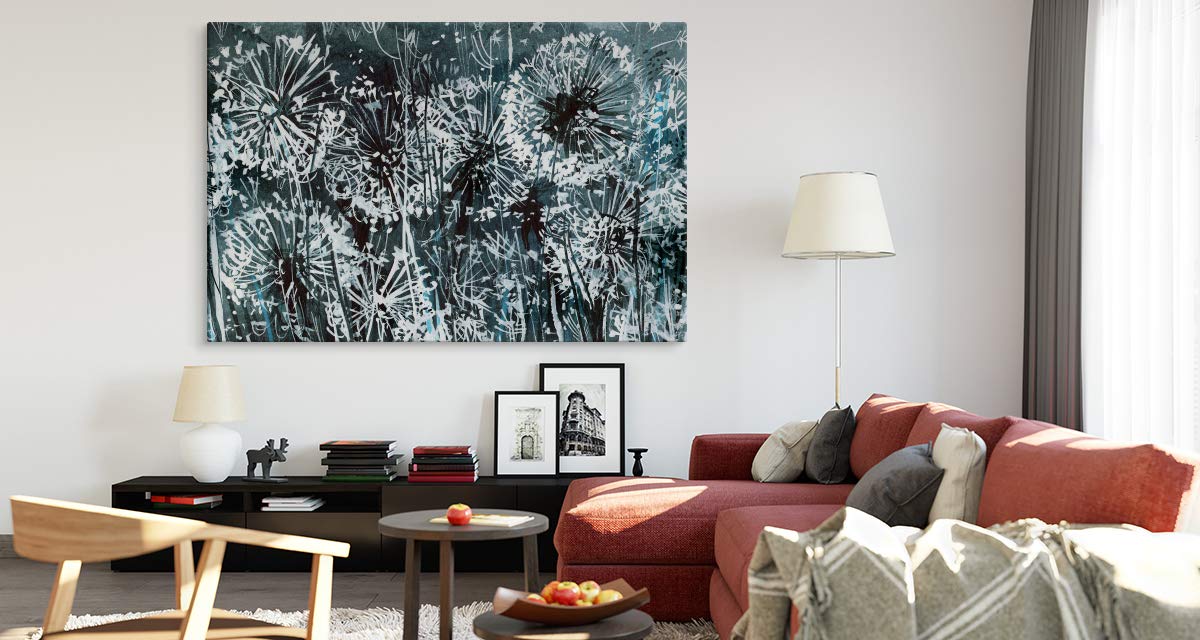 Muralo Wandbild Blumen, Pusteblumen, Natur, Landschaft - 120x80 cm | Leinwandbild, Modernes Design, hochauflösender Druck - ideal für Schlafzimmer und Wohnzimmer, Frühlingsflair das ganze Jahr