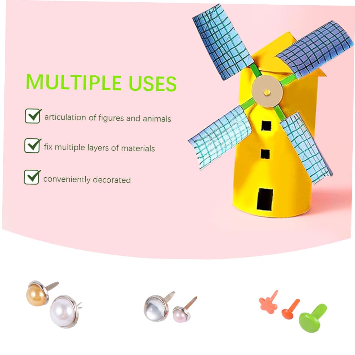 Tofficu DIY Craft Brads Set 6-12mm Mini Mushroom Nails Handmade School Office Craft Making