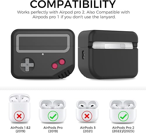 Miniatura 2 de TRONWIN Funda protectora de silicona para Airpods Pro 2 diseño de máquina de juego para Airpods Pro 2022 compatible con carga inalámbrica compatible