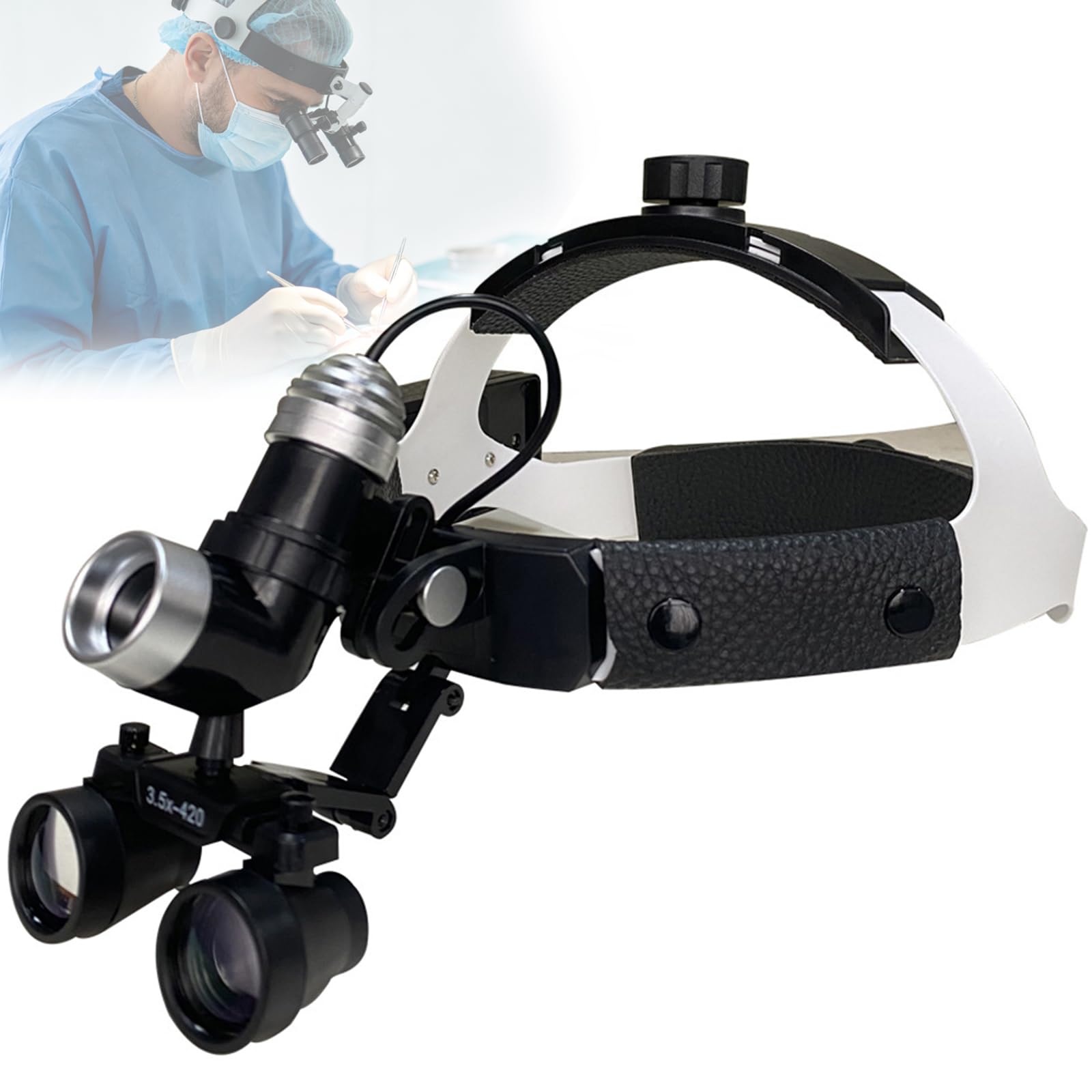 Wsexyy Dental Surgical Loupes, 2.5X/3.5X Surgical Binocular Magnifier with 7W LED Headlight, High Brightness, Ergonomic Design, for Medical Examination and Surgery