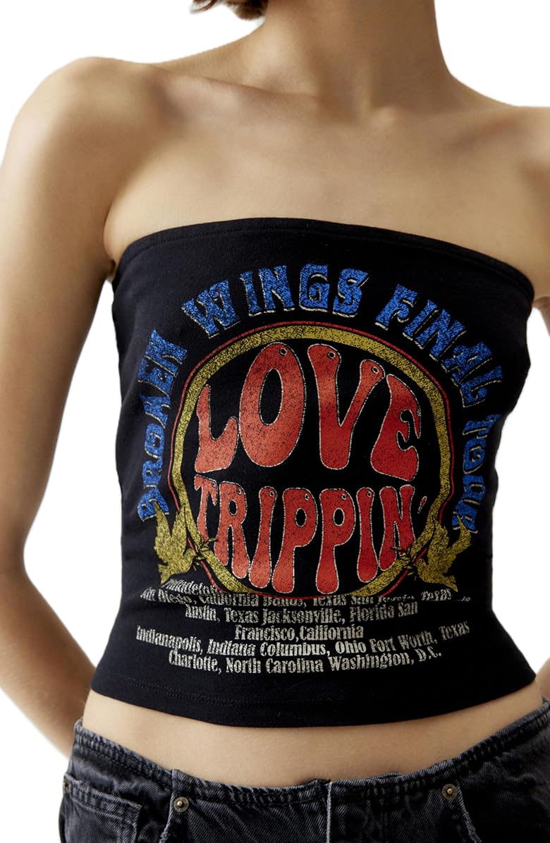 CazifferWomen Y2k Tube Top Cute Fruit Strapless Backless Bandeau Going Out Crop Tops Aesthetic Off Shoulder Tank