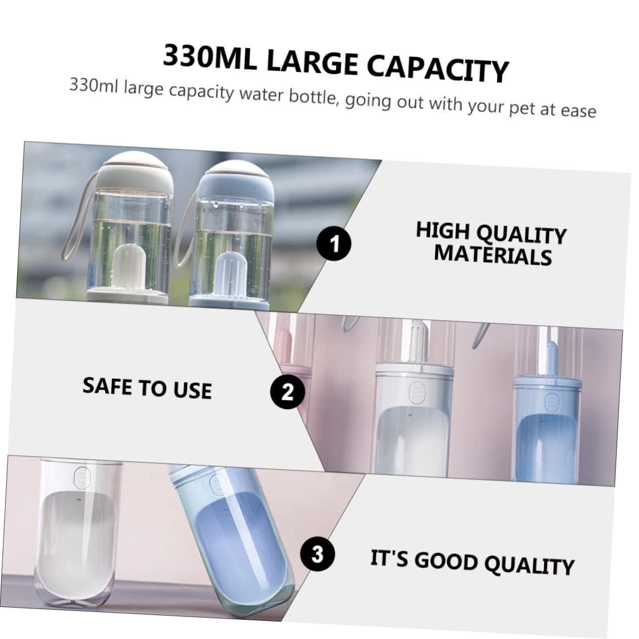 POPETPOP Borraccia per Cani da Viaggio 330ml, Design Antigoccia, Apertura Ampia, Dosatore Portatile per Uscite e Passeggiate