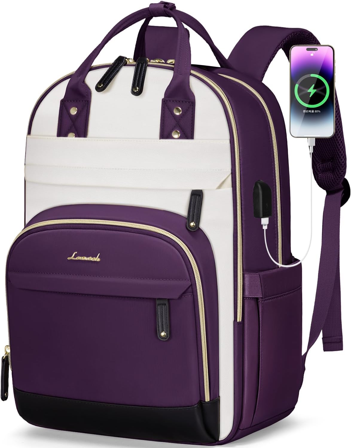 LOVEVOOK Laptop Backpack Women 15,6 inch, Waterproof Rucksack Bag for Women with USB Port & Anti-theft Zipper, Large Womens Laptop Bags Back Pack for Work College Teacher Uni School Travel