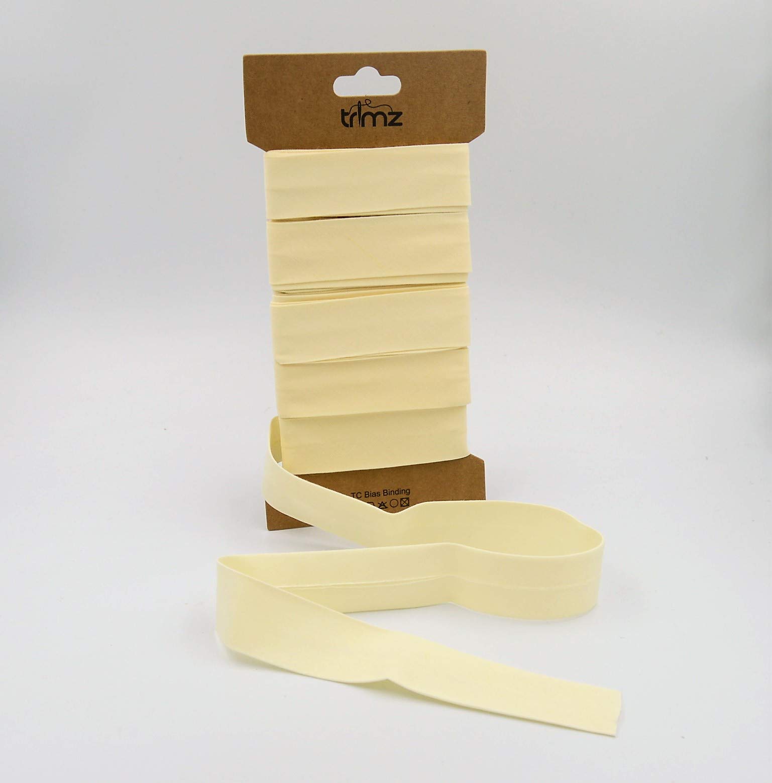 Trimz Ivory Poly Cotton Bias Binding, 25Mm X 5M