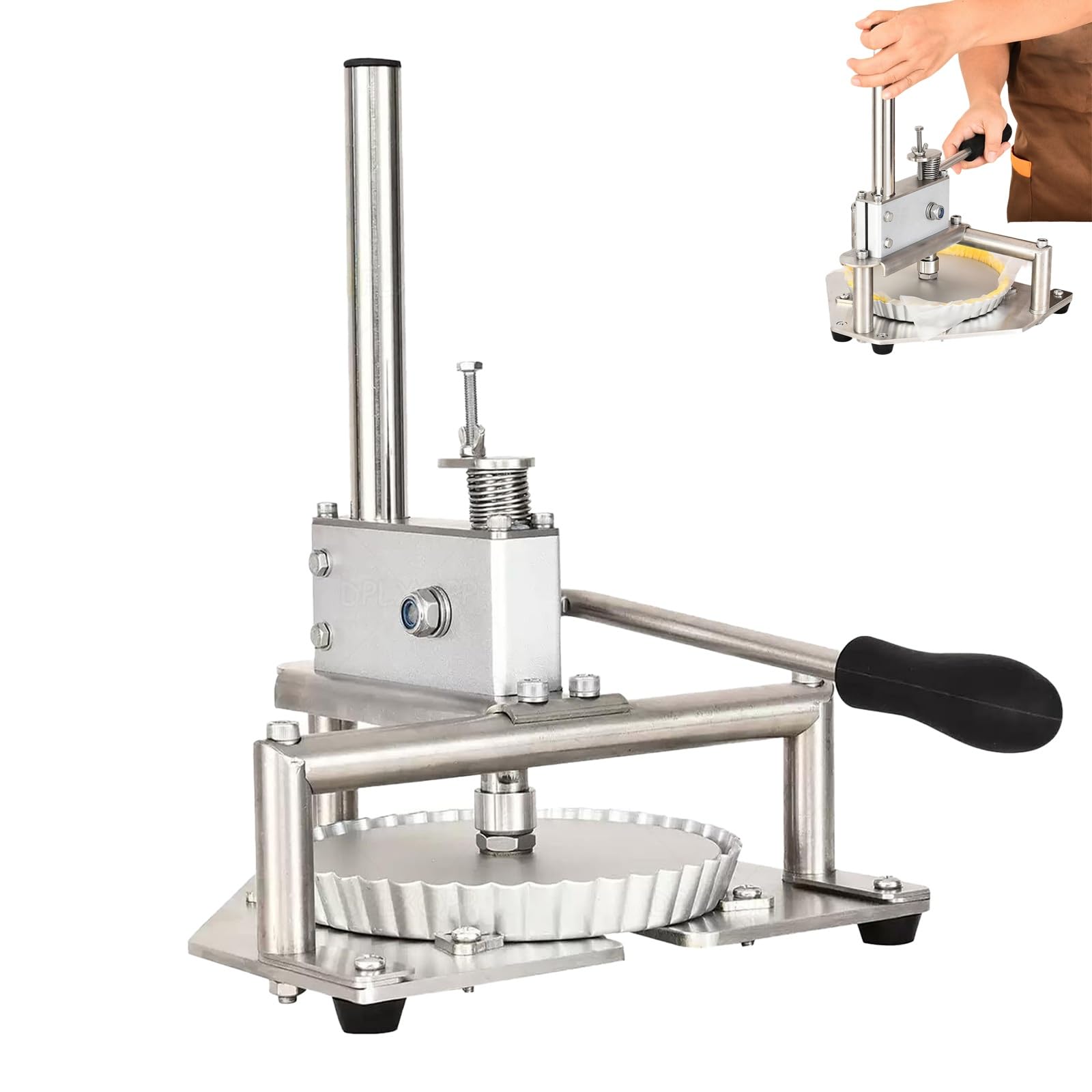 KJZQXYX Heavy Duty Pie Crust Press Machine, Manual Dough Press, with Forged Aluminum Mould,Detachable Adjustable Thickness, for Restaurants (M160)