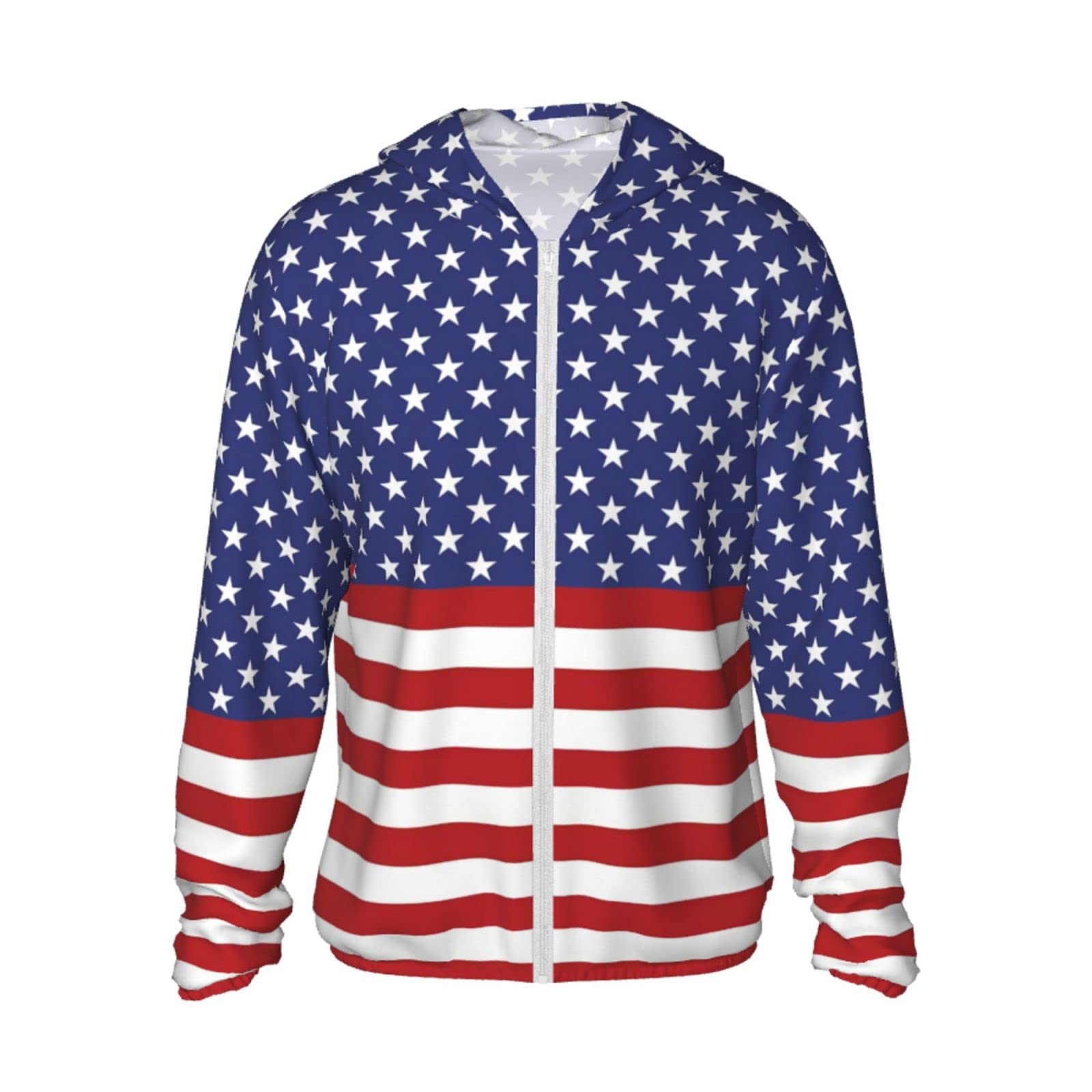 errtavt American Flag Sun Protection Hoodie Women's Long Sleeve Uv Shirts Jacket Hooded for Hiking Outdoor Medium