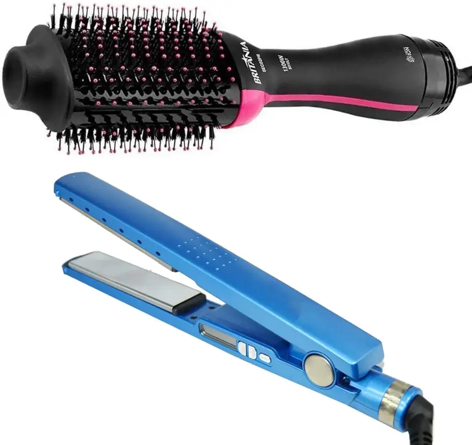 Escova Secadora Britânia e Chapinha Nano Titanium