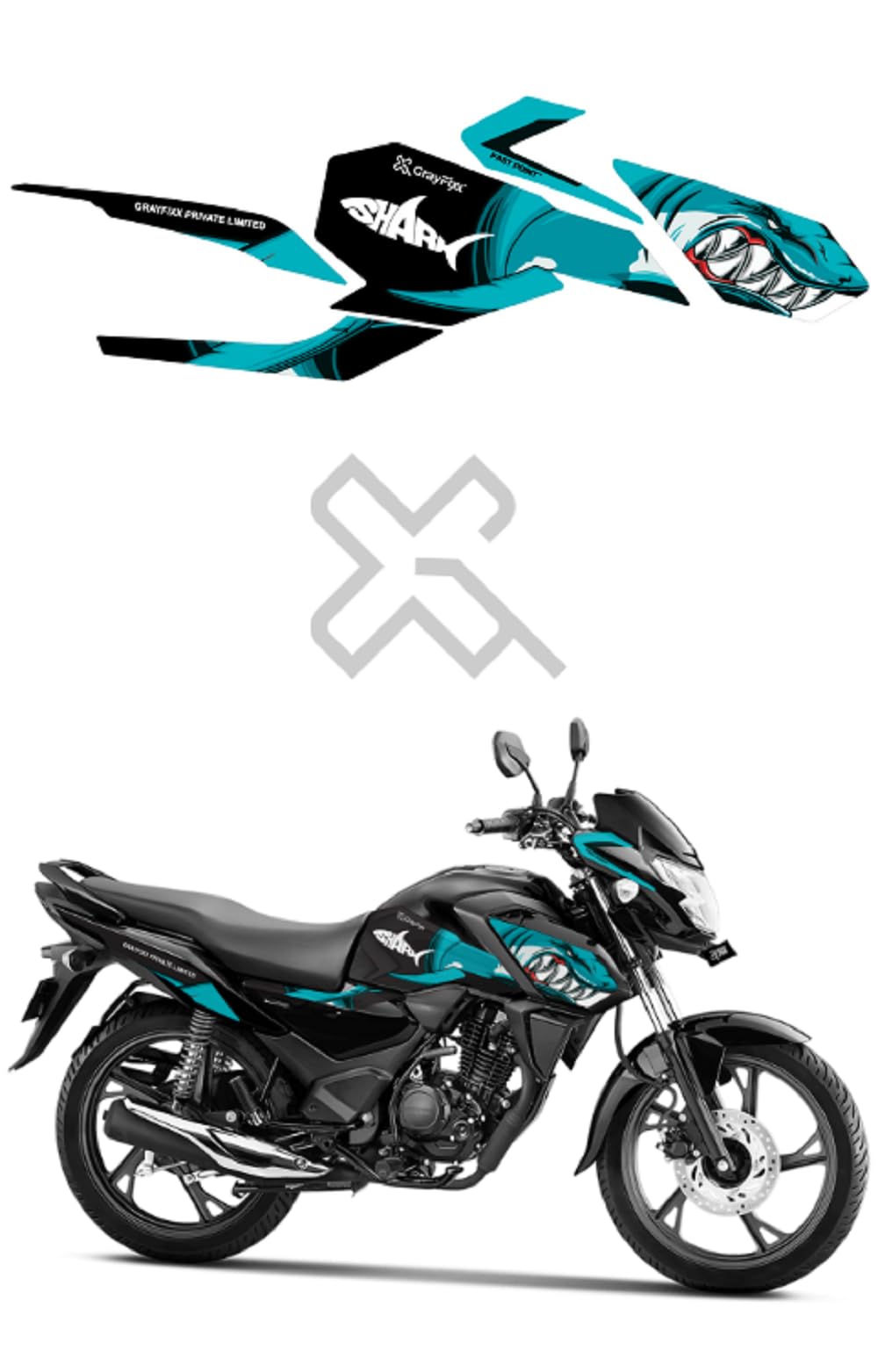Grayfixx Shark Edition Half Body Sticker for Shine SP 125 | Made in Premium Gloss Vinyl with FPF(Fade Protection Film), Water Proof, Precut Sticker, Pack of 1 for Both Side-image-32
