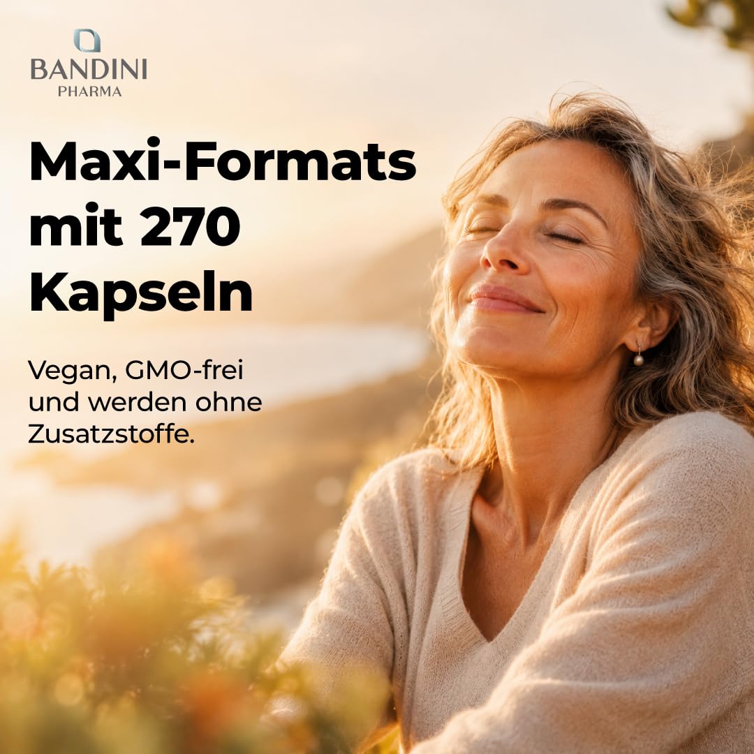 Bandini® Pure Astaxanthin 270 Kapseln, 9 Monate Vorrat (1 Kapsel pro Tag), Alge Haematococcus Pluvialis - Natürliches Astaxanthin, frei von Magnesiumstearat, GMO-frei
