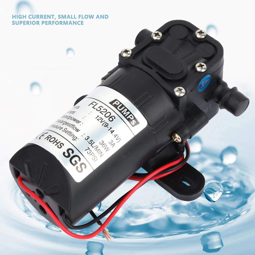 Pompe à diaphragme 36W, mini pompe à eau double tube droit agricole pompe à eau électrique à membrane pour équipement haute pression, pulvérisateur agricole(DC12V)