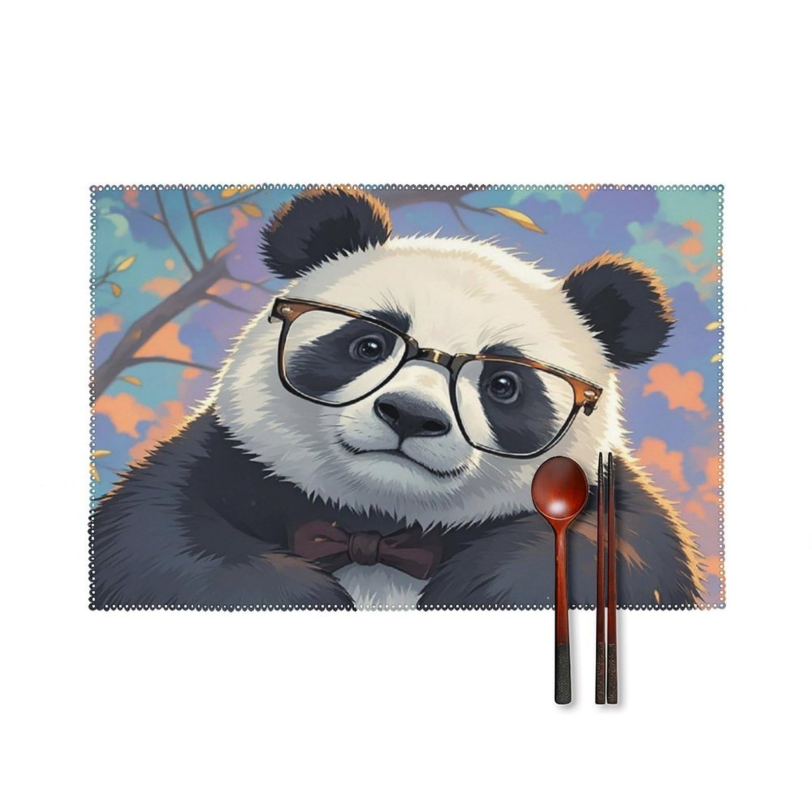 Set de table panda résistant à la chaleur lot de 6 toiles lavables 30x45 cm