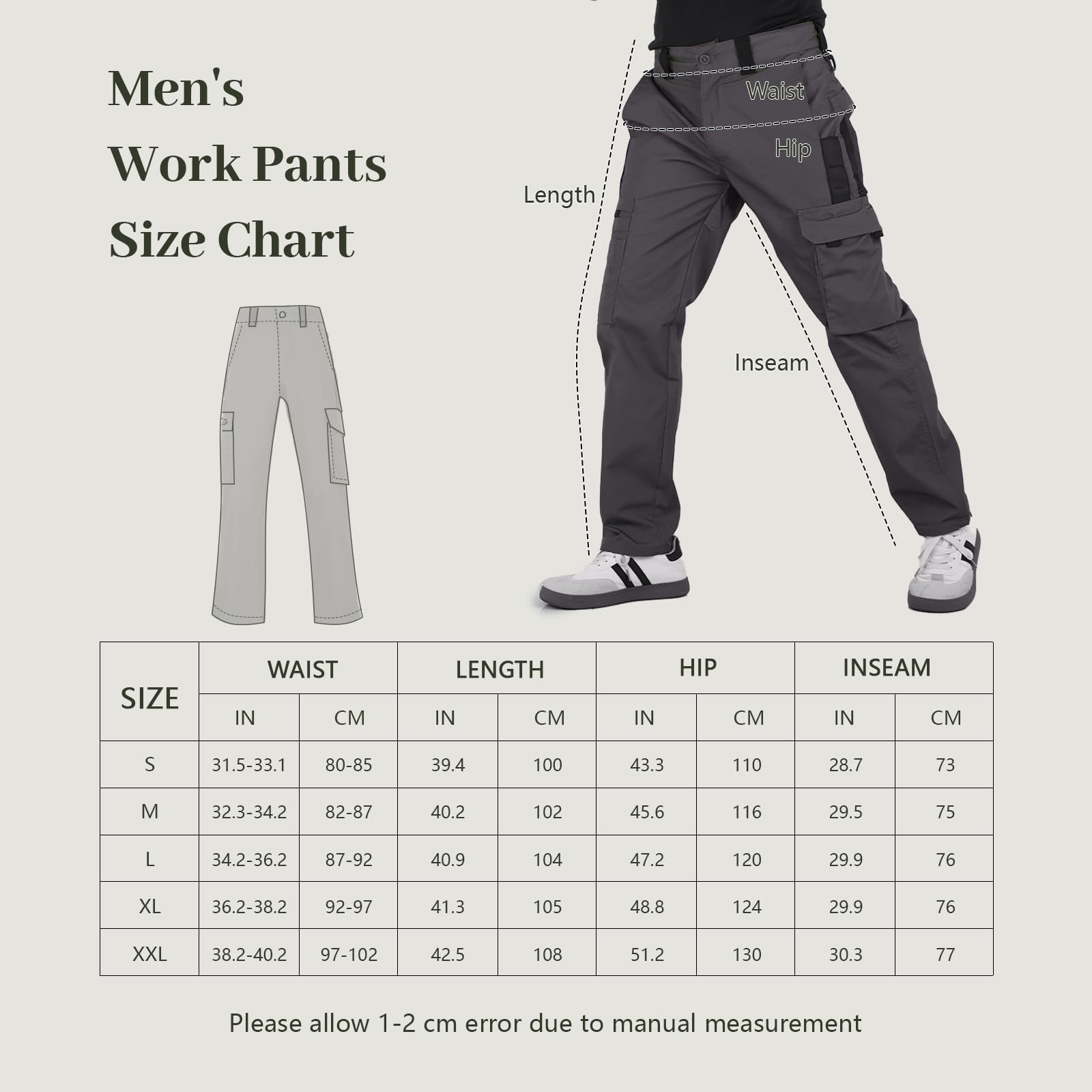 Pantalones de Trabajo de Hombre con Múltiples Bolsillos Pantalones Cargo Resistentes para Actividades al Aire Libre para Senderismo y Acampada
