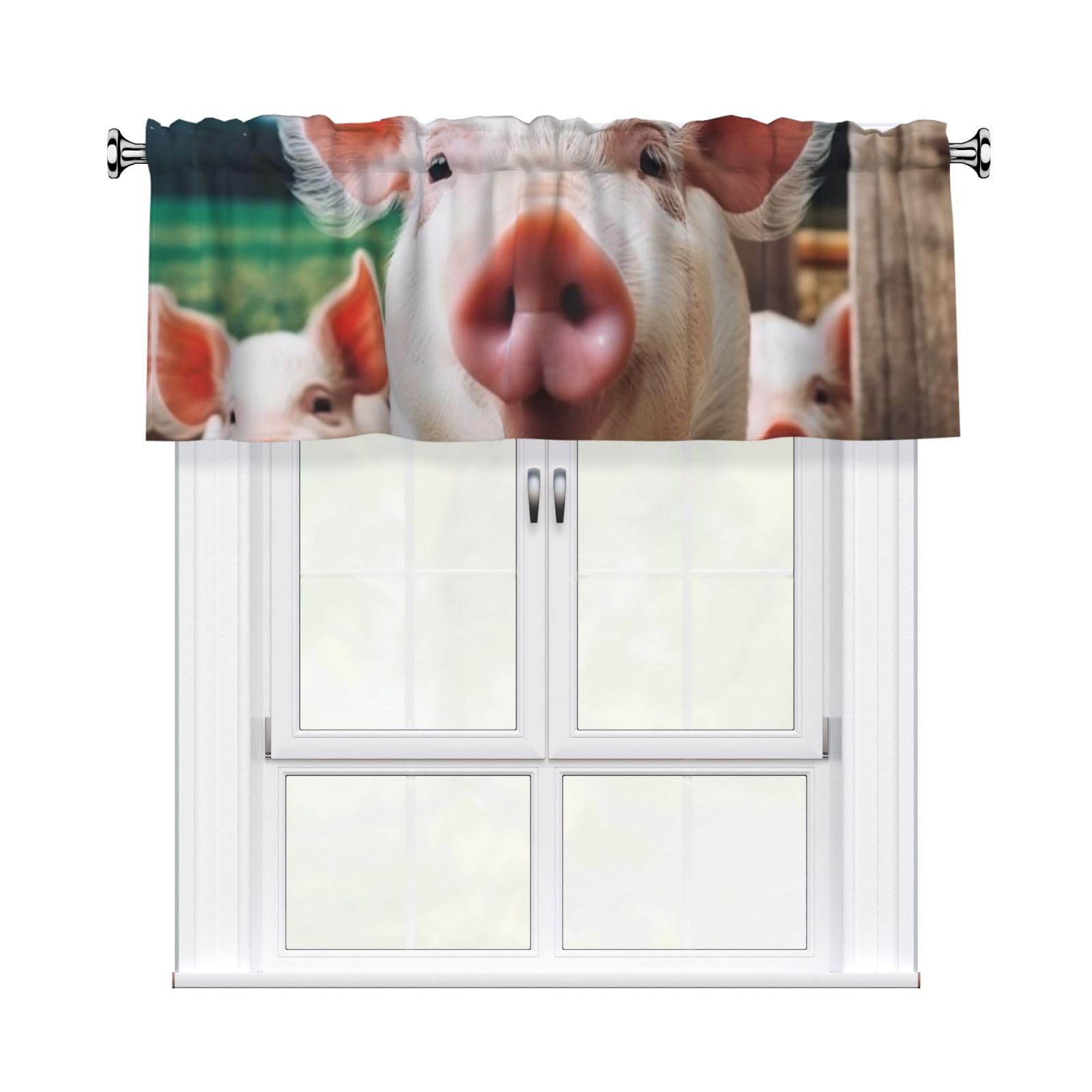 DWVTSLH Smiling Valances Curtains for Windows, Rod Pocket Drape Valence Blackout Short Curtains for Kitchen Bathroom Bedroom Window Treatment for Home Décor 54x18 Inch