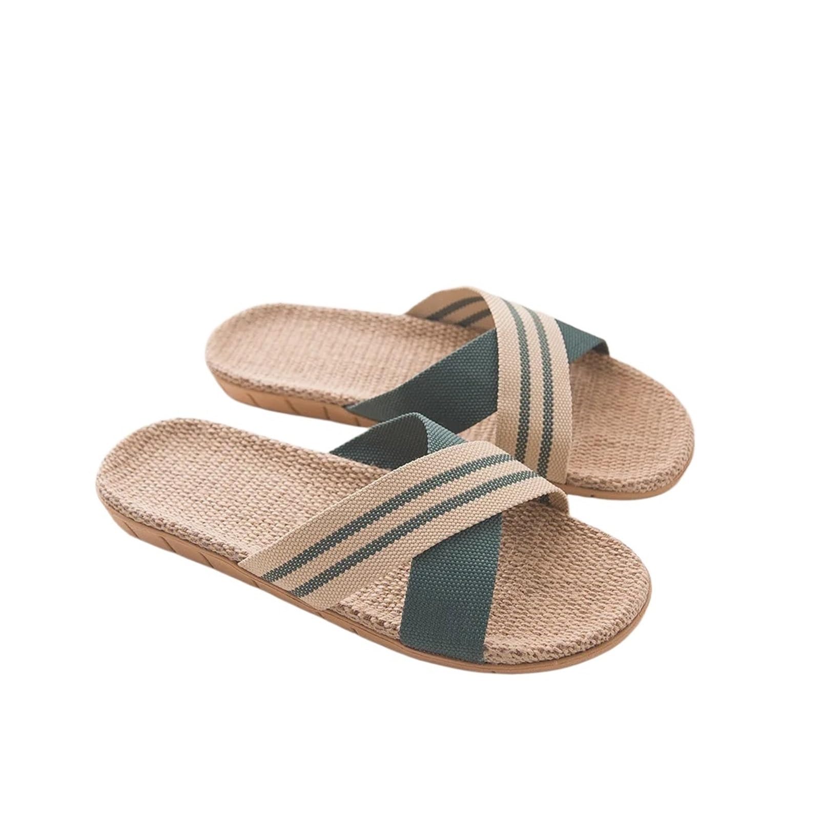 BAYNOPURIN Linen Slippers Linen Home Indoor Open Toe Flat Shoes Beach Slippers Sapatos Femininos Sandalias De Mujer