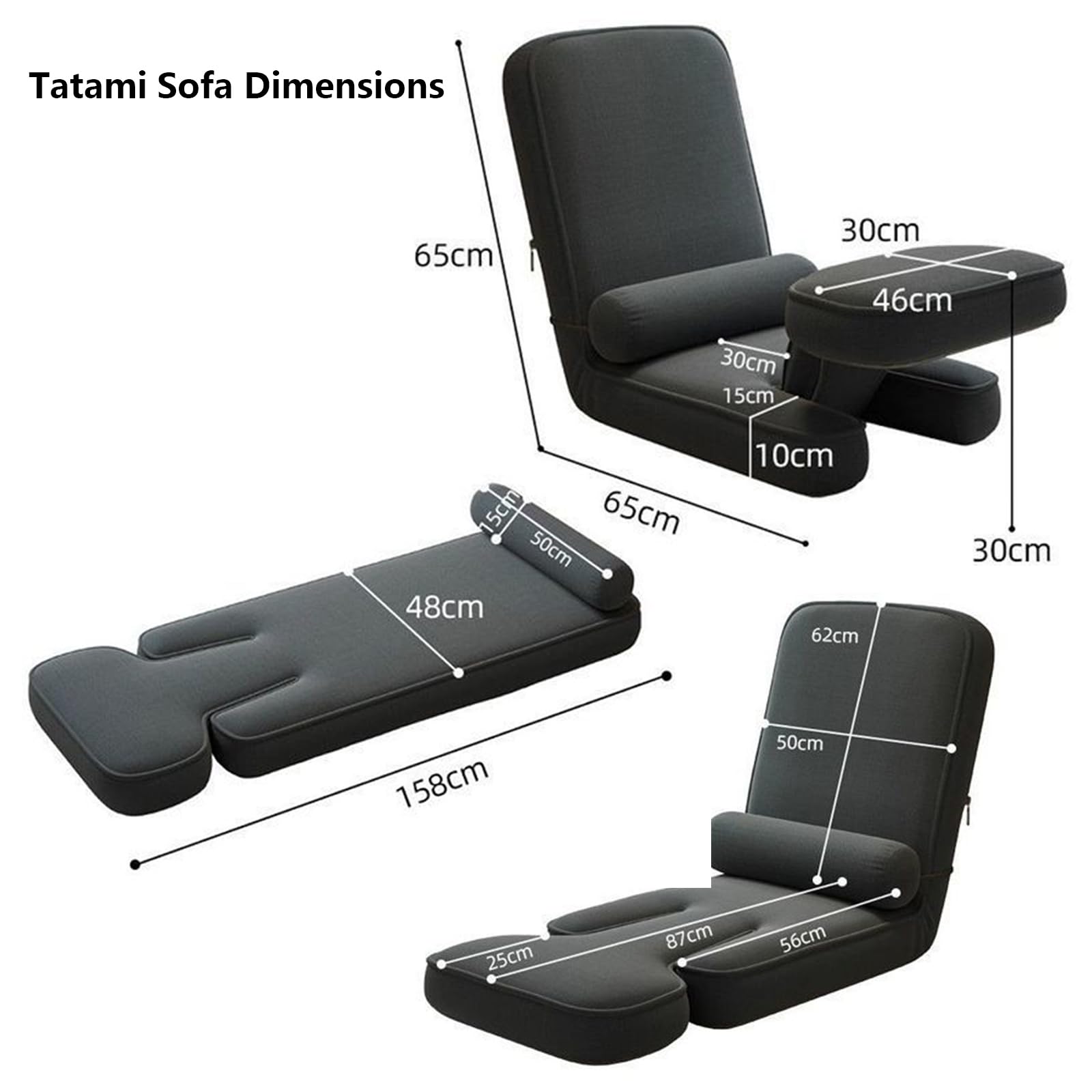 SkłAdane KrzesłO PodłOgowe,Regulowana RozkłAdana Sofa Z Podparciem PlecóW,15 KąTóW Nachylenia,Tatami Do Medytacji,Wielofunkcyjne,Idealne UżYtku WewnąTrz I Na ZewnąTrz,Do Czytania, Grania Pracy(Coffee)