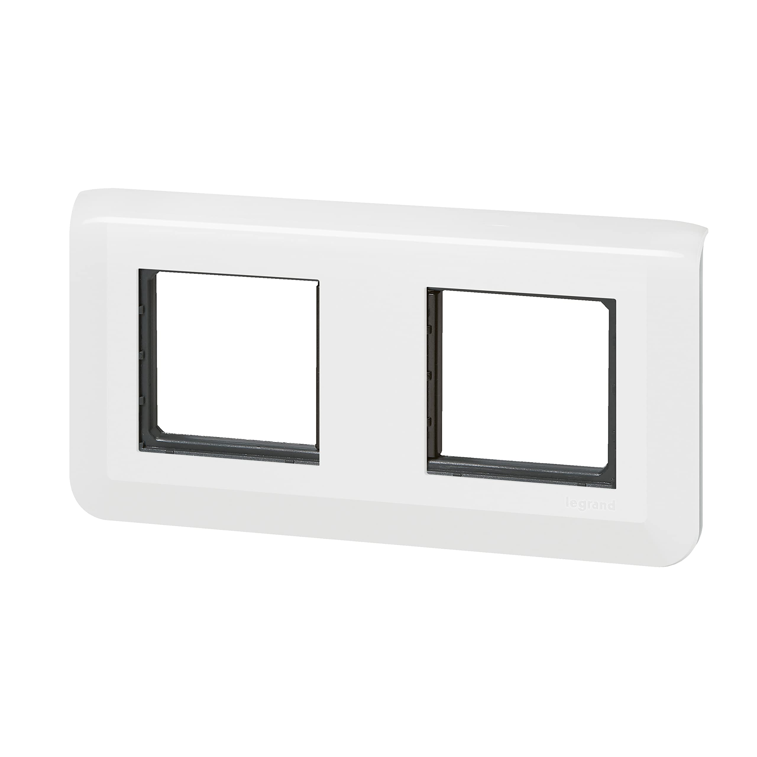 Legrand - Mosaic Plate with Support for 2 x 2 modules Horizontal mounting - White, 2x2 Modules - Image 3