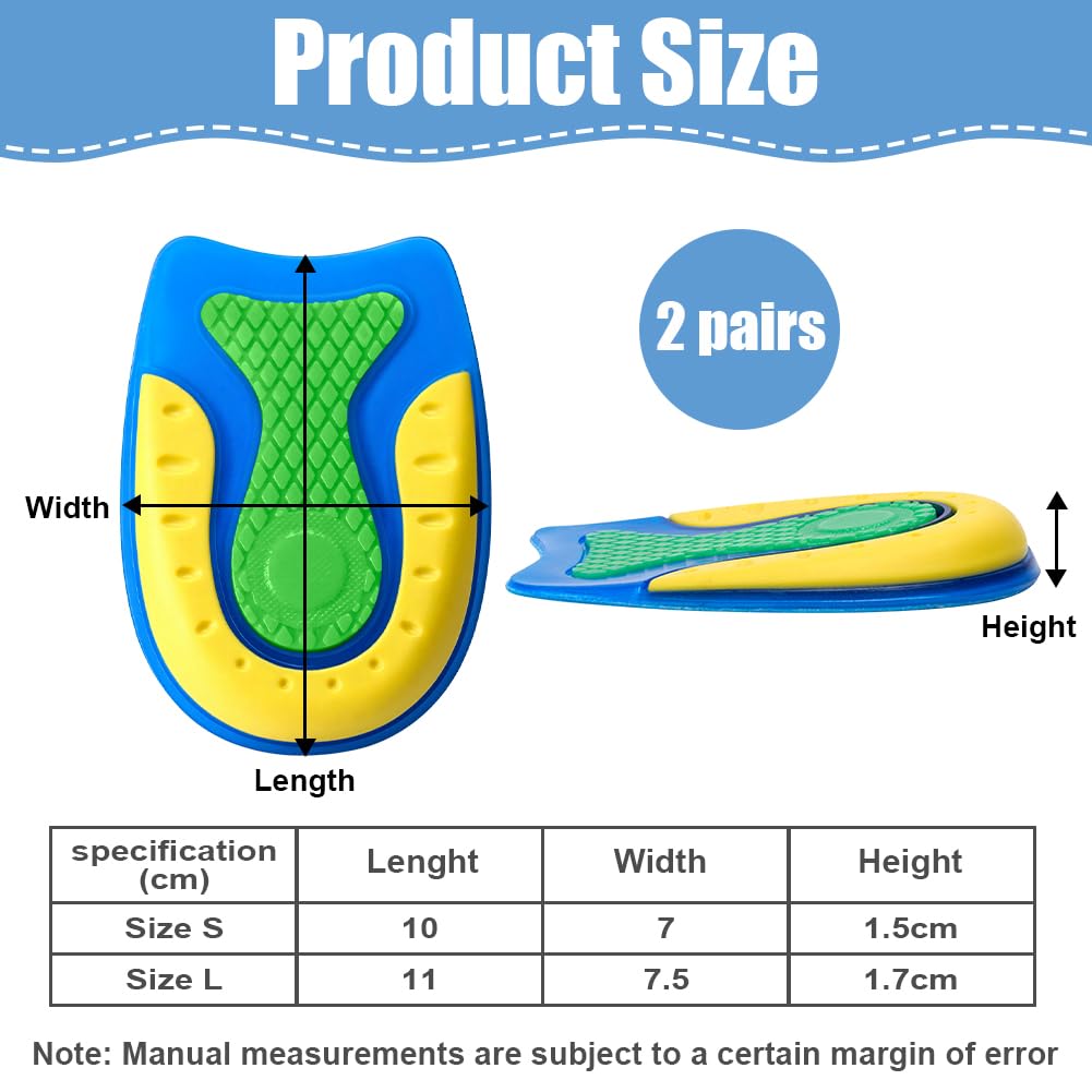 Pack de 4 Taloneras para Zapatos,Aliviar el Dolor Talonera de Silicona,Reducir los Golpes,Plantilla de Gel para Talón Transpirables para Confort al Caminar,Hombre y Muj,Talla L (40-46)