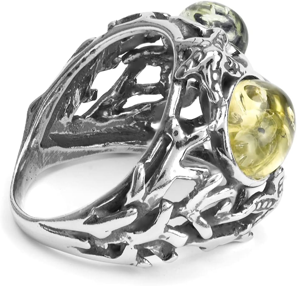 Ian and Valeri Co. Multicolor Amber Sterling Silver Designer Sea Ring