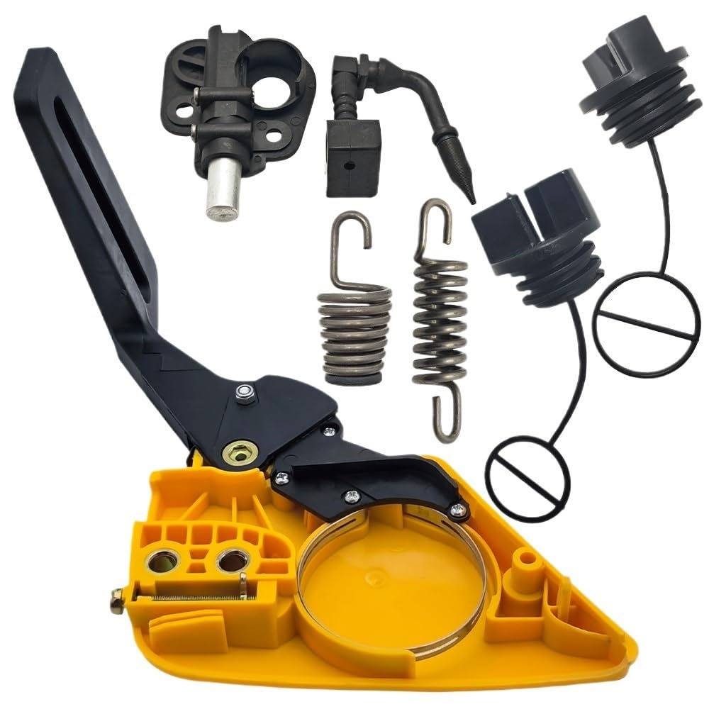 Kit De Bomba Aceite Cubierta Protectora Mano Freno | Piezas de motosierra for Partner 350 351 con tapa de combustible y aceite, repuestos de motosierra con resorte de choque