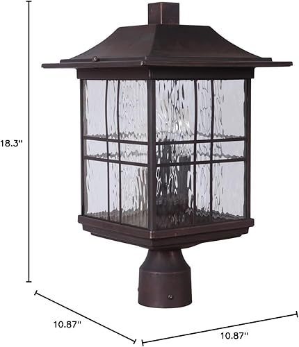 Miniatura 2 de Craftmade Z7825-ABZ Dorset - Iluminación de poste de montaje en muelle para exteriores, 3 luces, 180 vatios, bronce envejecido cepillado (11
