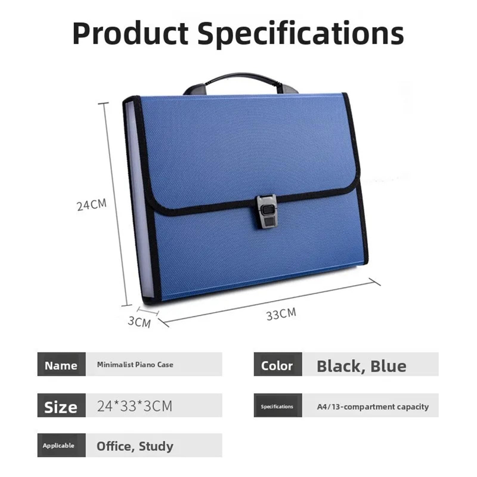 Porta Documenti Cartella di file della fisarmonica | Organizer portatile for carta A4, cartella multistrato for documenti di esame degli studenti(Blue)