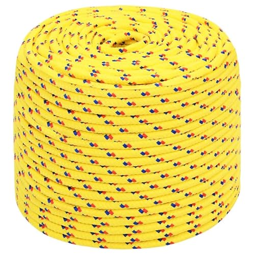 Fune per barche, colore giallo, 6 mm, 250 m, corda in polipropilene ad alta resistenza, per barche, yacht e esterni, resistente alle intemperie e durevole, ideale per ancoraggio, sicurezza e fissaggio