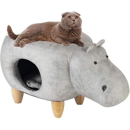 Amazon 猫 ベッド 多用途猫小屋 ペットハウス ペットハウススツール ペットベッド 猫ハウス 別荘 工具不要 組立簡単 荷重150kg L カバ ライトグレー 良木 キャットタワー ベッド マット 通販