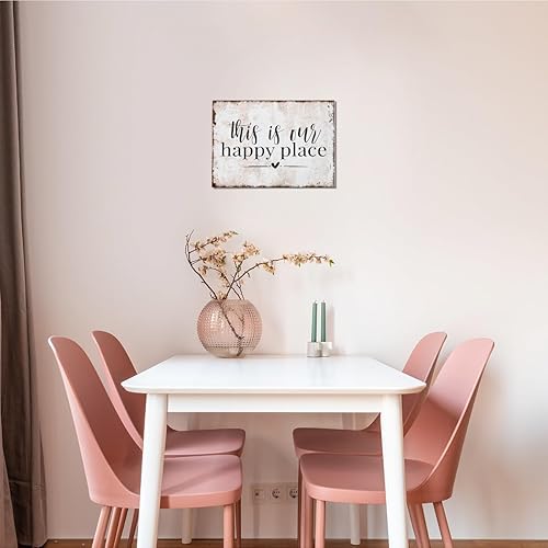 Miniatura 4 de BIWSHA This is our Happy Place - Arte de pared rústico retro con cita inspiradora, arte de pared para dormitorio, cocina, sala de estar, decoración
