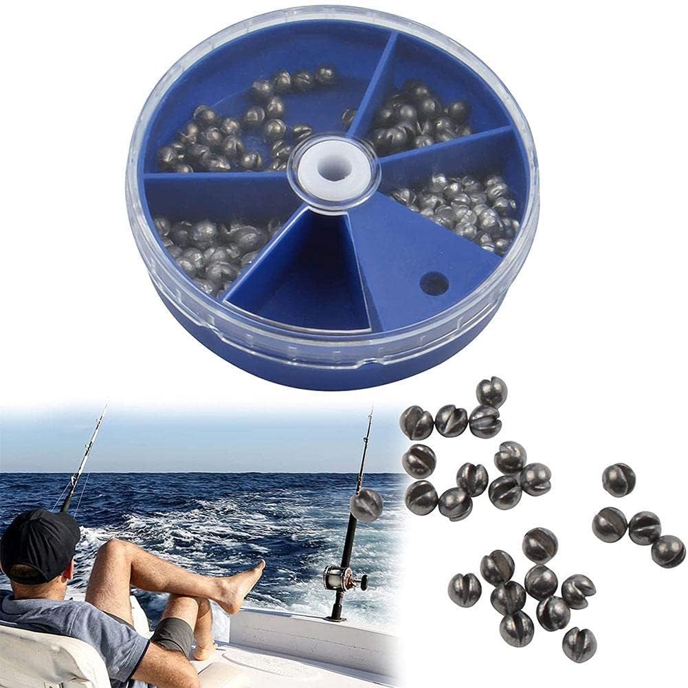 Plomo de Pesca Apertura Disparo Dividido 200 Pesos Kit Plomada 5 Tamaños 0.3g/0.5g/0.6g/0.8g/1g Pellizcar Dispensador Pesas Balsa