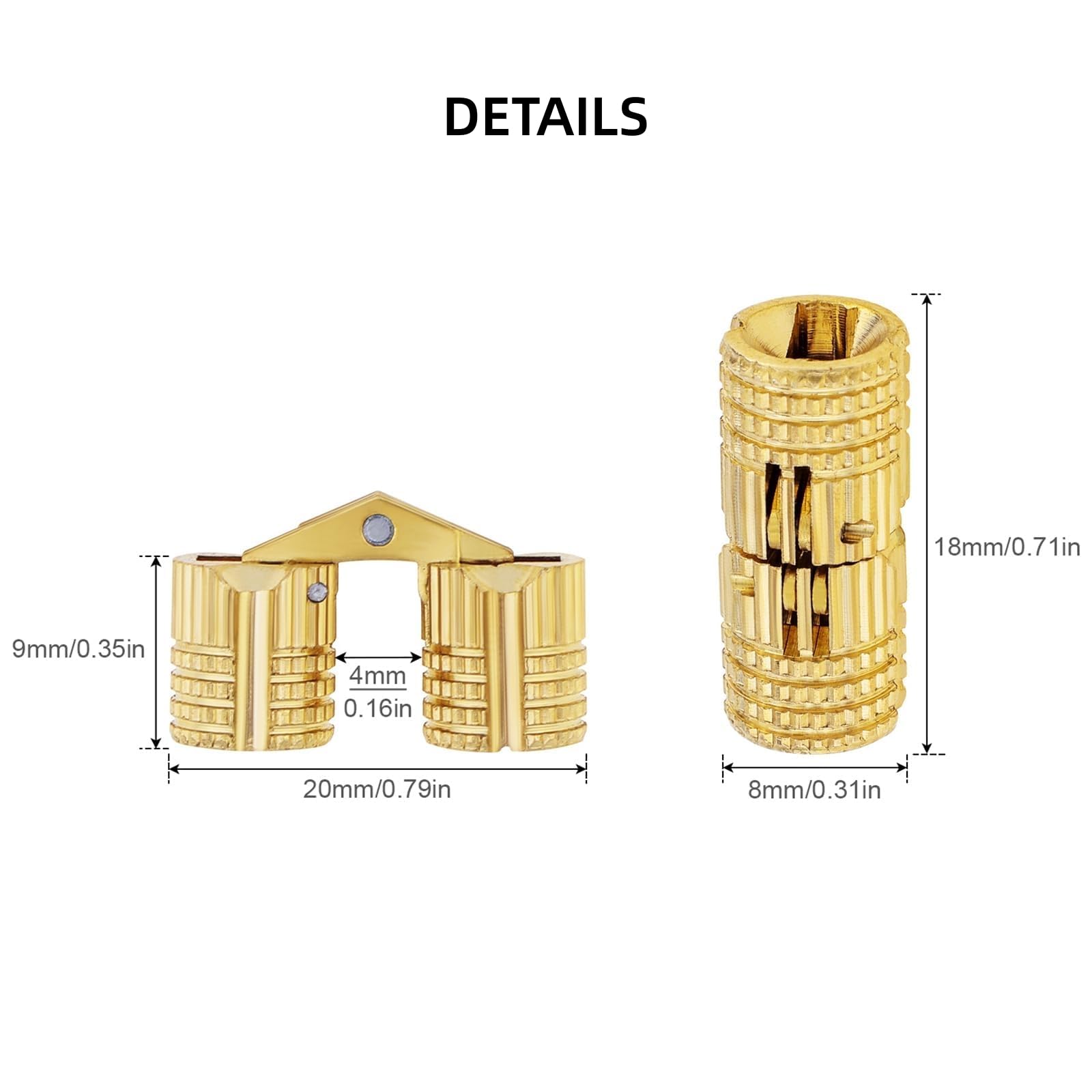 Hidden Barrel Hinges - Brass Furniture Hinges -2