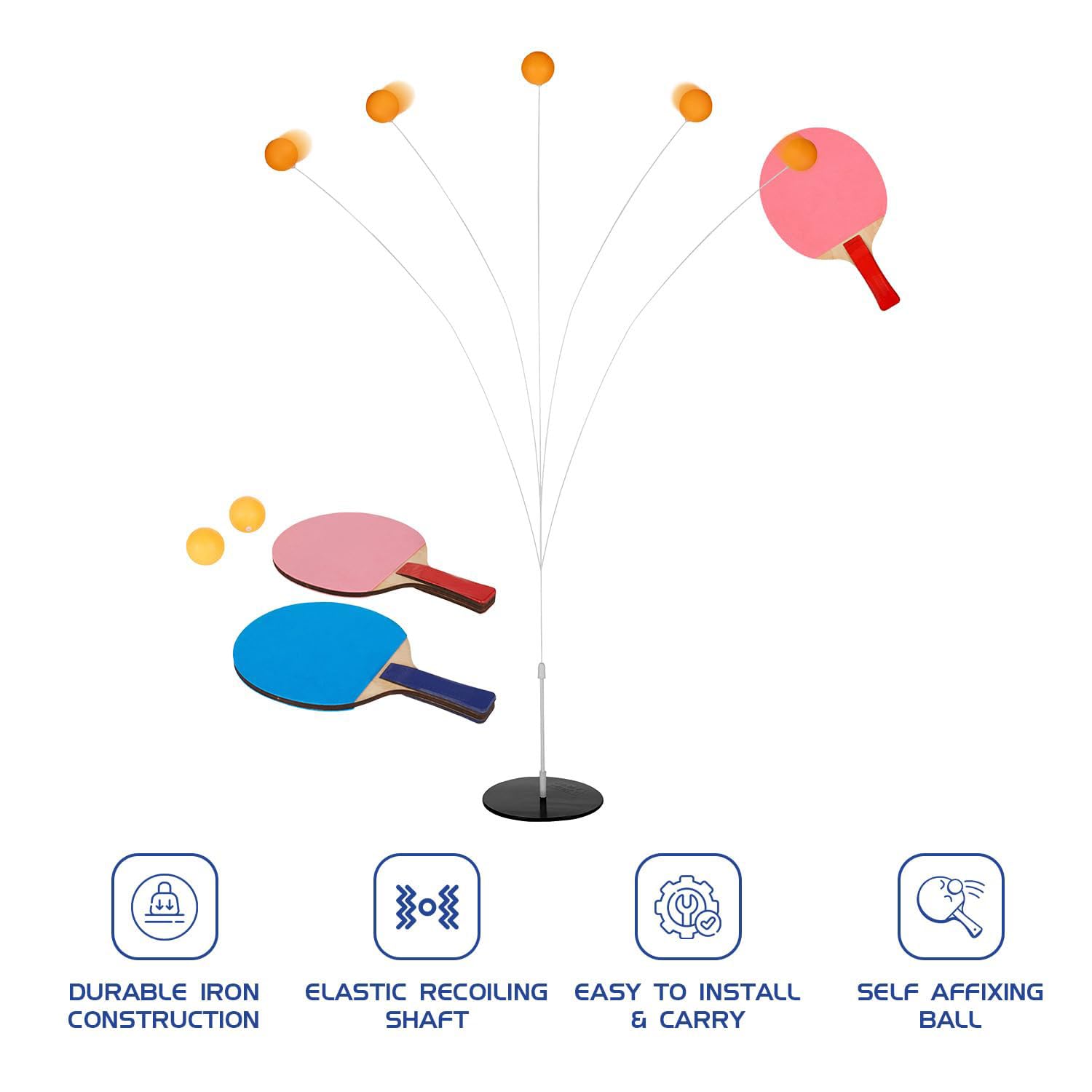 AMIFIT Kids Table Tennis Trainer Rebound Kit with String Ball & Heavy Metal Base, Portable Solo Ping Pong Practice Tool for Beginners & Junior Players (Table Tennis Trainer Set) 3