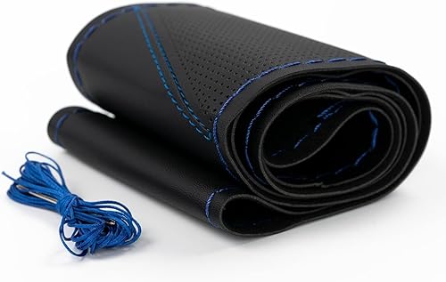 AUTOXBERT - Funda de volante de estilo deportivo de microfibra de piel cosida a mano para coche, SUV, camiones y autos