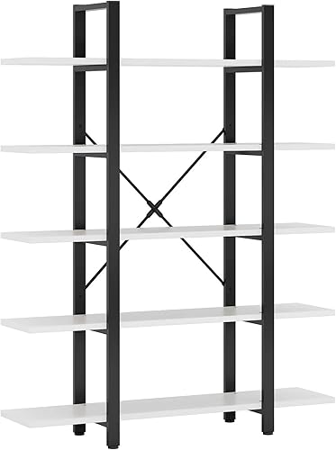 Miniatura 5 de Estantería moderna de 5 niveles, 72 pulgadas de alto x 47 pulgadas de ancho, estante industrial de marco de metal (marrón retro) Marrón Retro,Todo