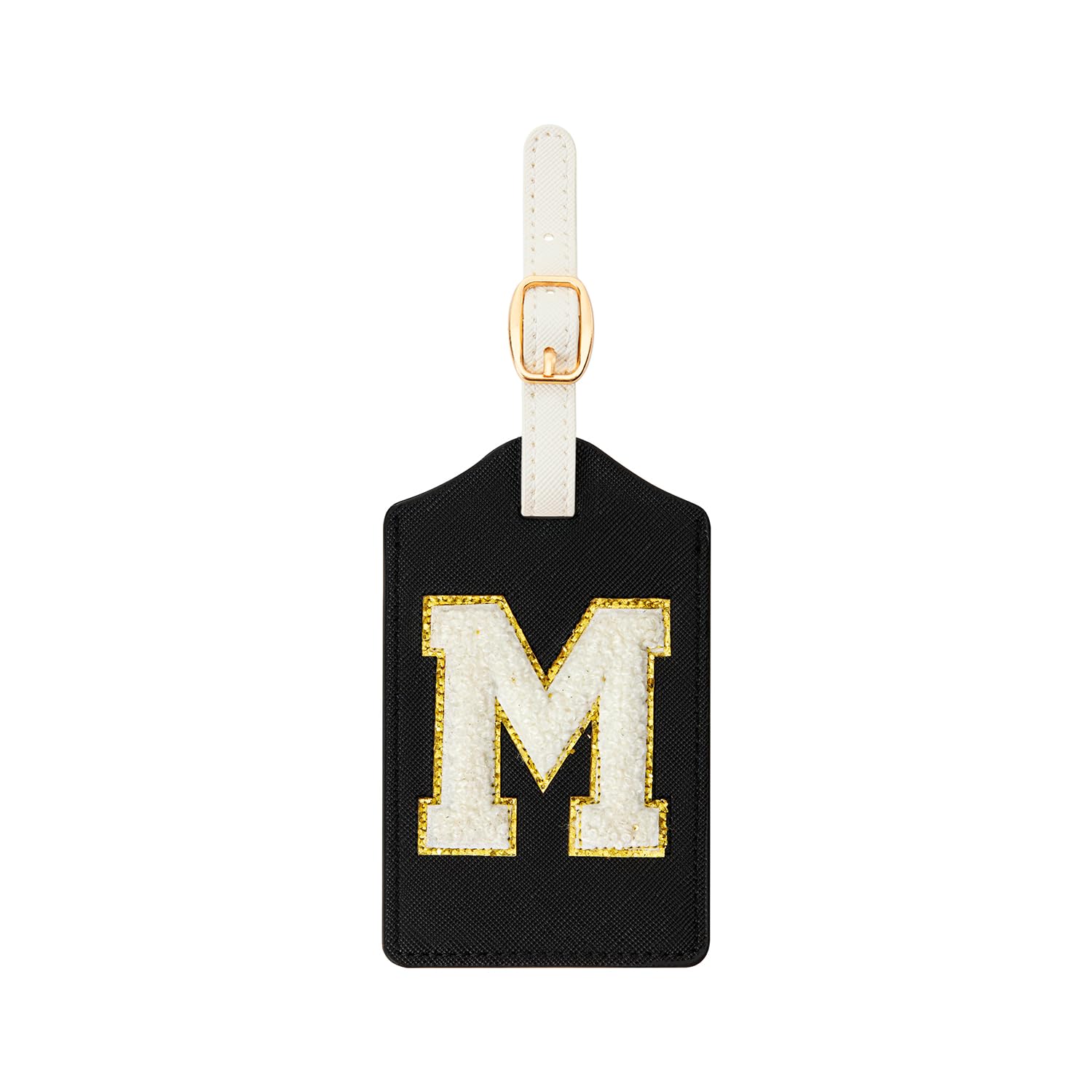 Monogram Luggage Tags for Suitcases, Initial Travel ID Bag Tags with Embroidered Letters, Initial Tags for Travel, Backpacks, and Gifts (Black Leather