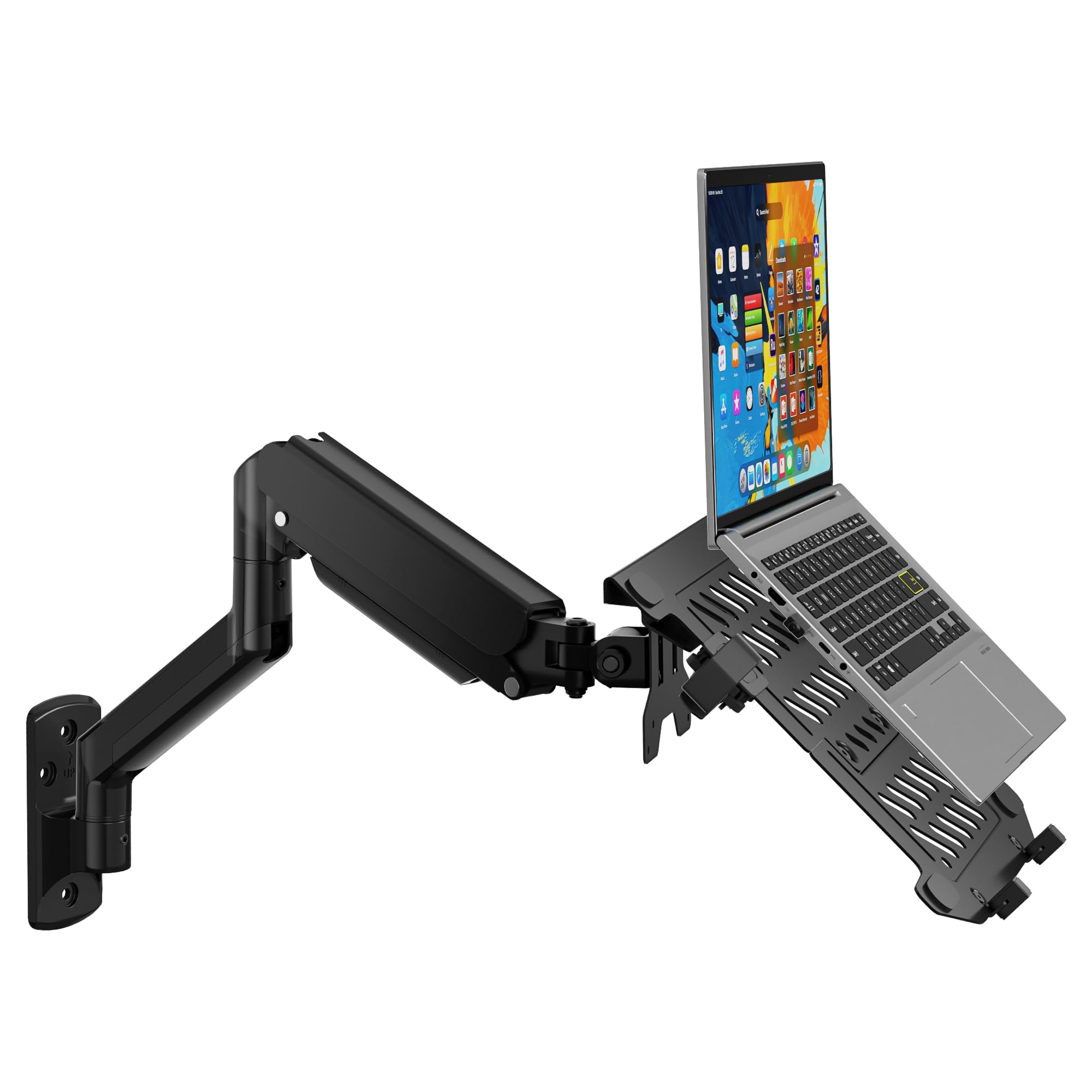 WALI Laptop Wall Mount, Single Monitor Arm for 17" Notebook and Up to 32" Screen, Full Motion Adjustable Monitor Wall Mount with Laptop Tray, VESA 75x75/100x100, Up to 7-10 kg (GSWM001LP), Black-image-26