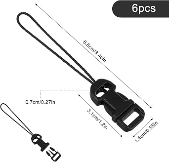 Quick Release Camera Strap, 6 Pcs Black QD Loops Connector Adapter Camera Quick Release Lanyard Clip Compatible for All Compact Digital Cameras Binoculars Drone Remote Control and USB Stick