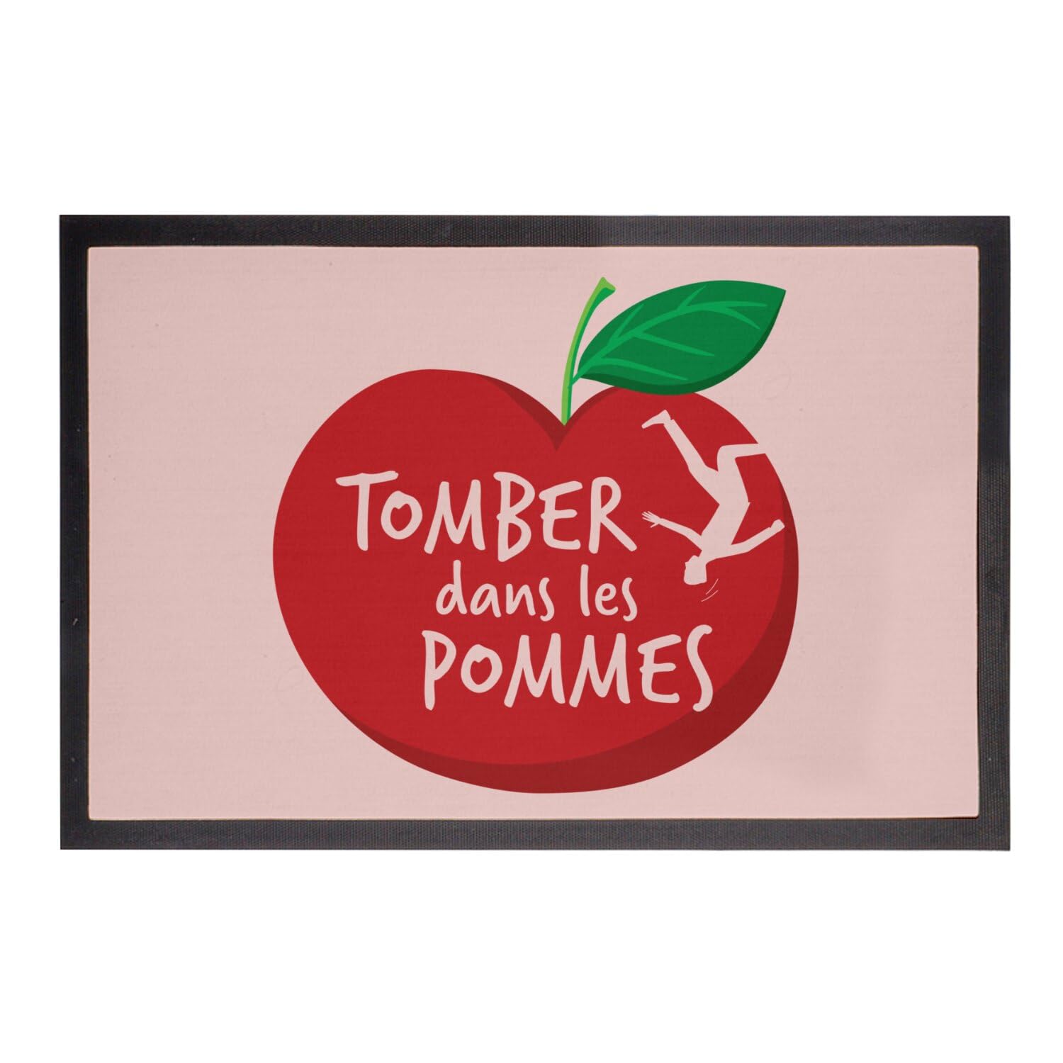 Paillasson rose Fabulous 75x50 cm : tapis d'entrée humour Tomber dans les pommes