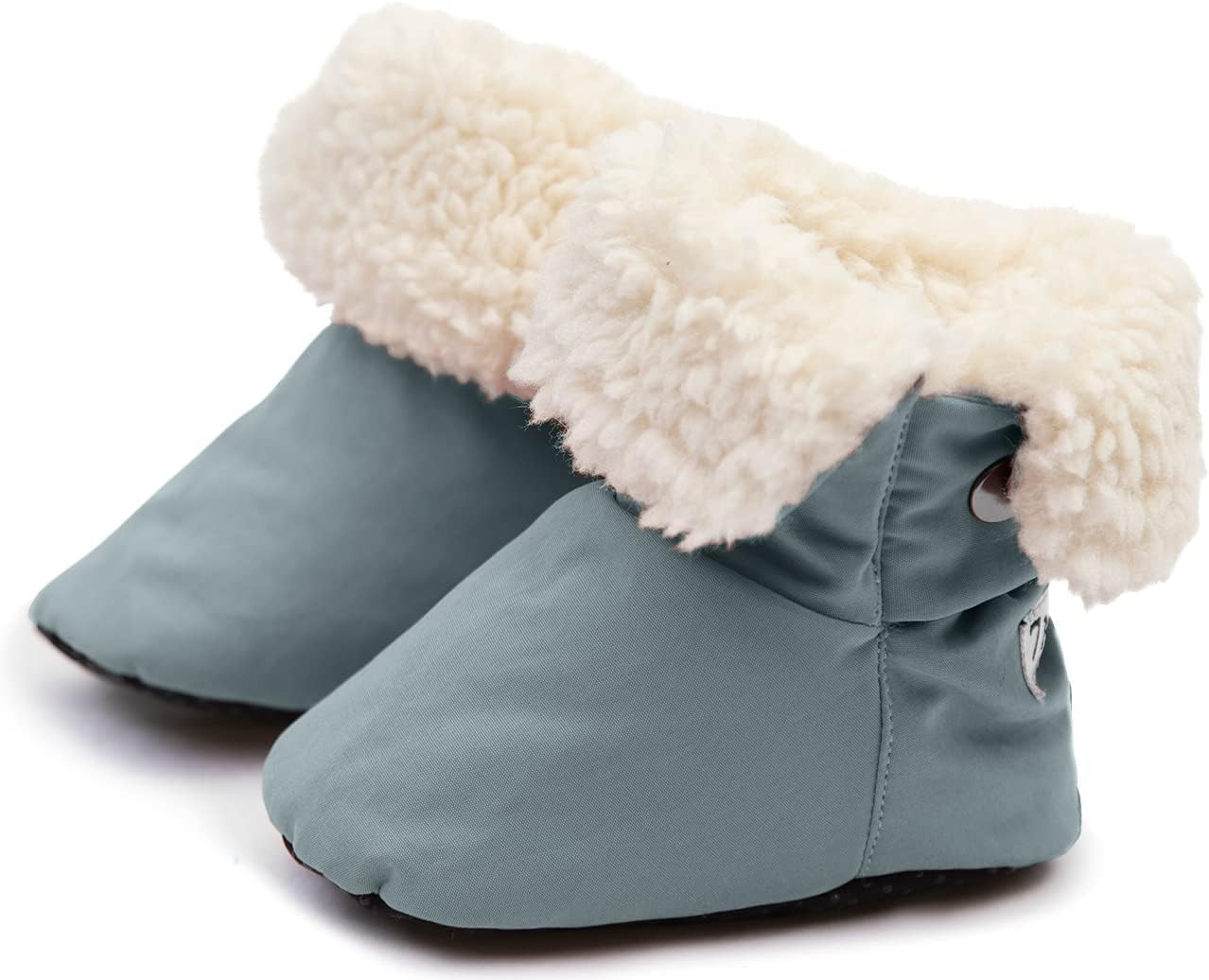 7AM Enfant Benji Baby Booties – Water Repellent Baby Shoes for Girls & Boys, Sherpa Lining Winter Baby Anti-Slip Sole Boots