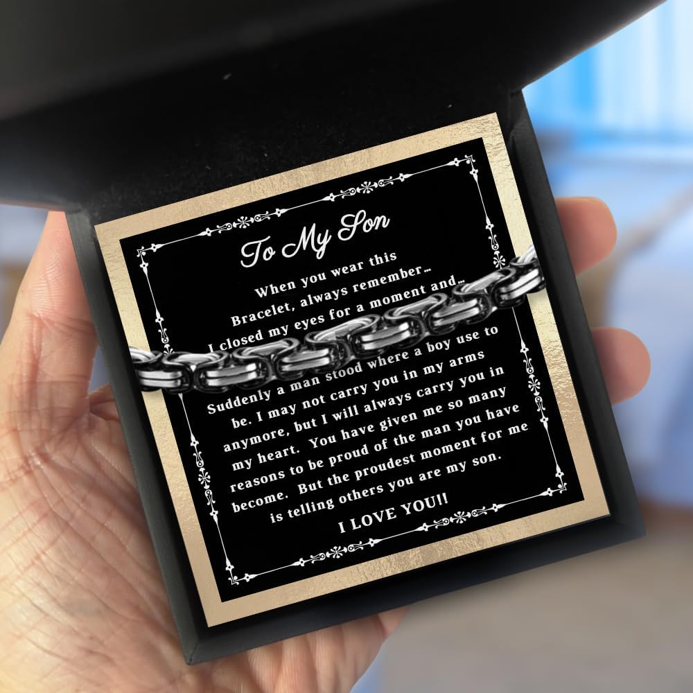 To My Son Bracelet From Mom, Dad, Forever Linked Bracelet, Graduation Gift For Son, Adult Men Gift Ideas for Wedding, Birthday, Christmas, Father's Day - Image 6
